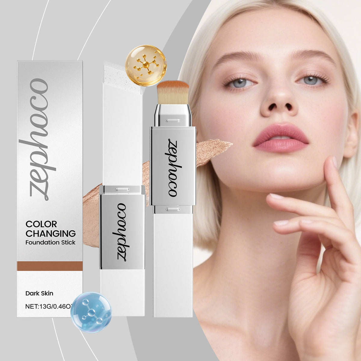 2-in-1 Color-Changing Foundation Stick Deep Skin Tone