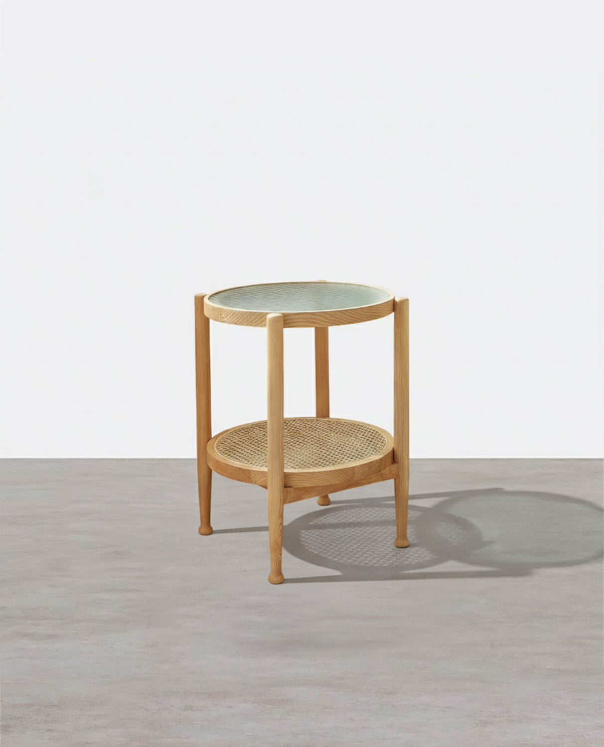 Cement Round Side Table, Glass