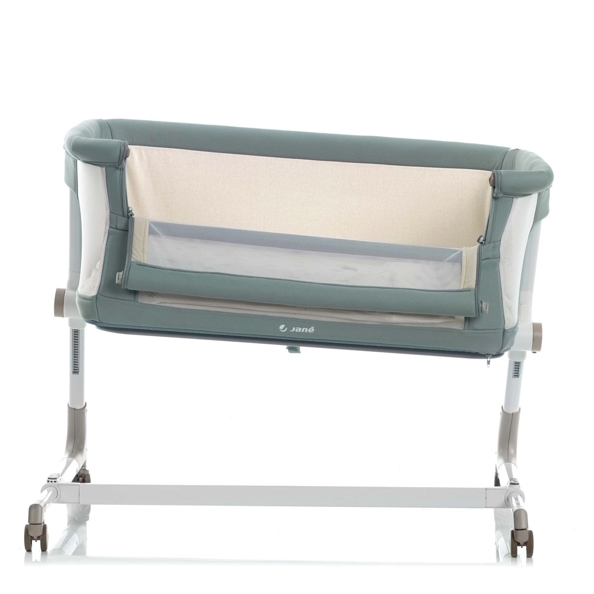 Jane Baby Side Crib + 4 Piece Bedding Set & Safety Mattress, Nature Edition