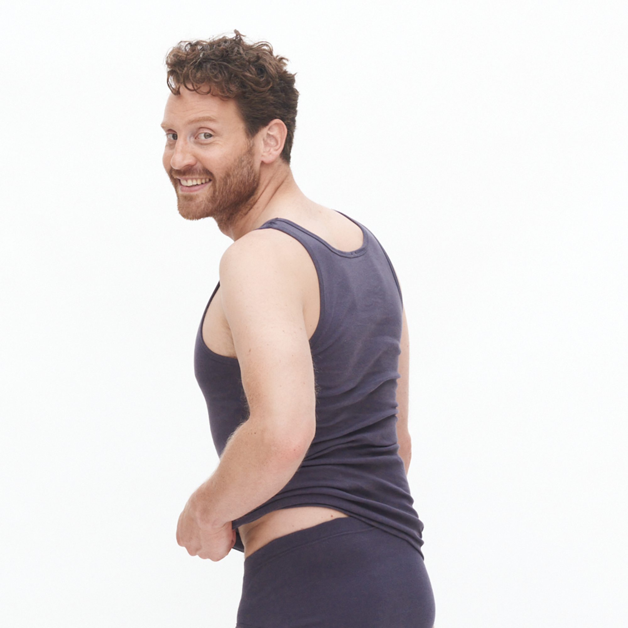 Organic Cotton Ribbed Vest: Mens