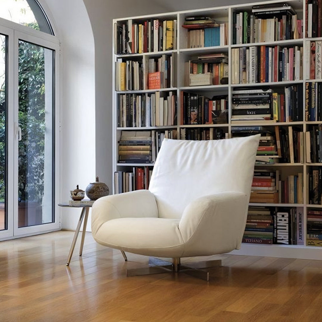 Schmidt Chiara Lounge Chair With Footstool, Swivel, Real Leather