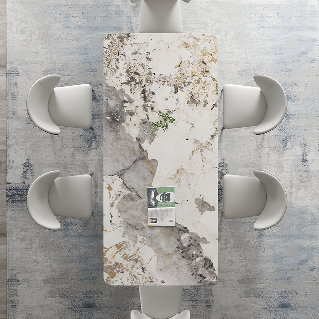 Vera Dining Table & Chairs, Sintered Stone, White