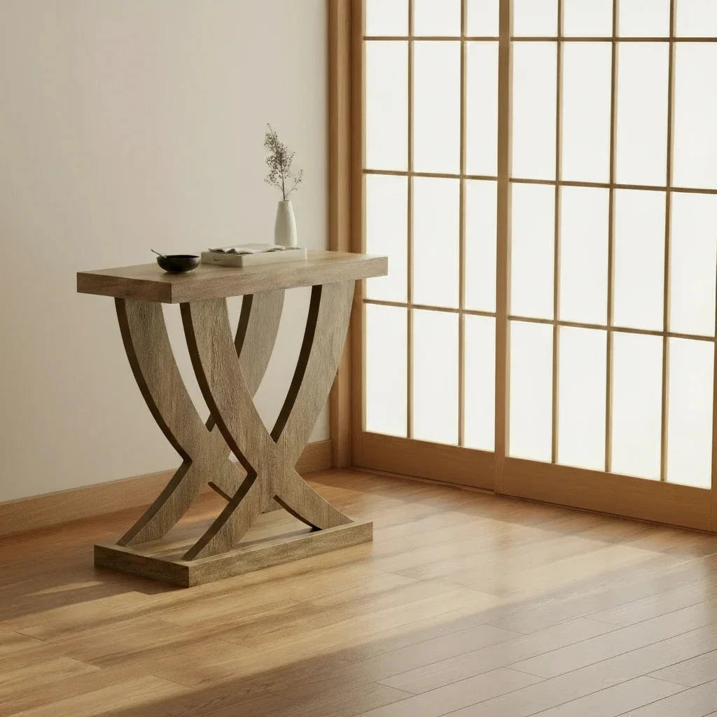 Sculptural Trestle Side Table