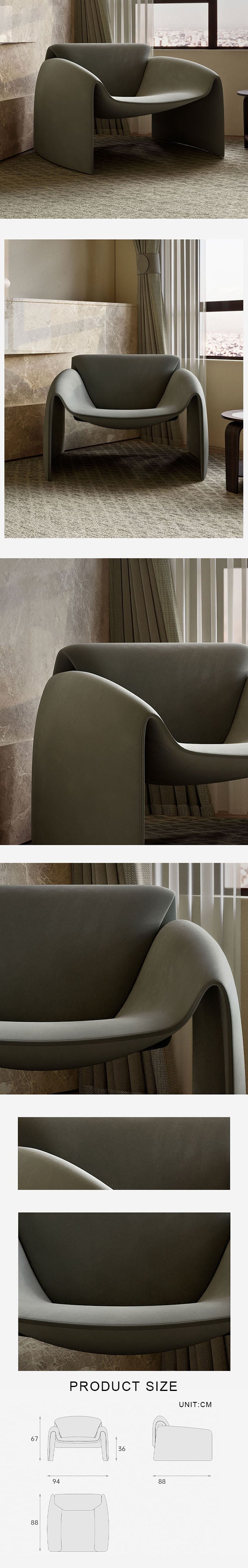 Classic Crab Armchair, Real Leather