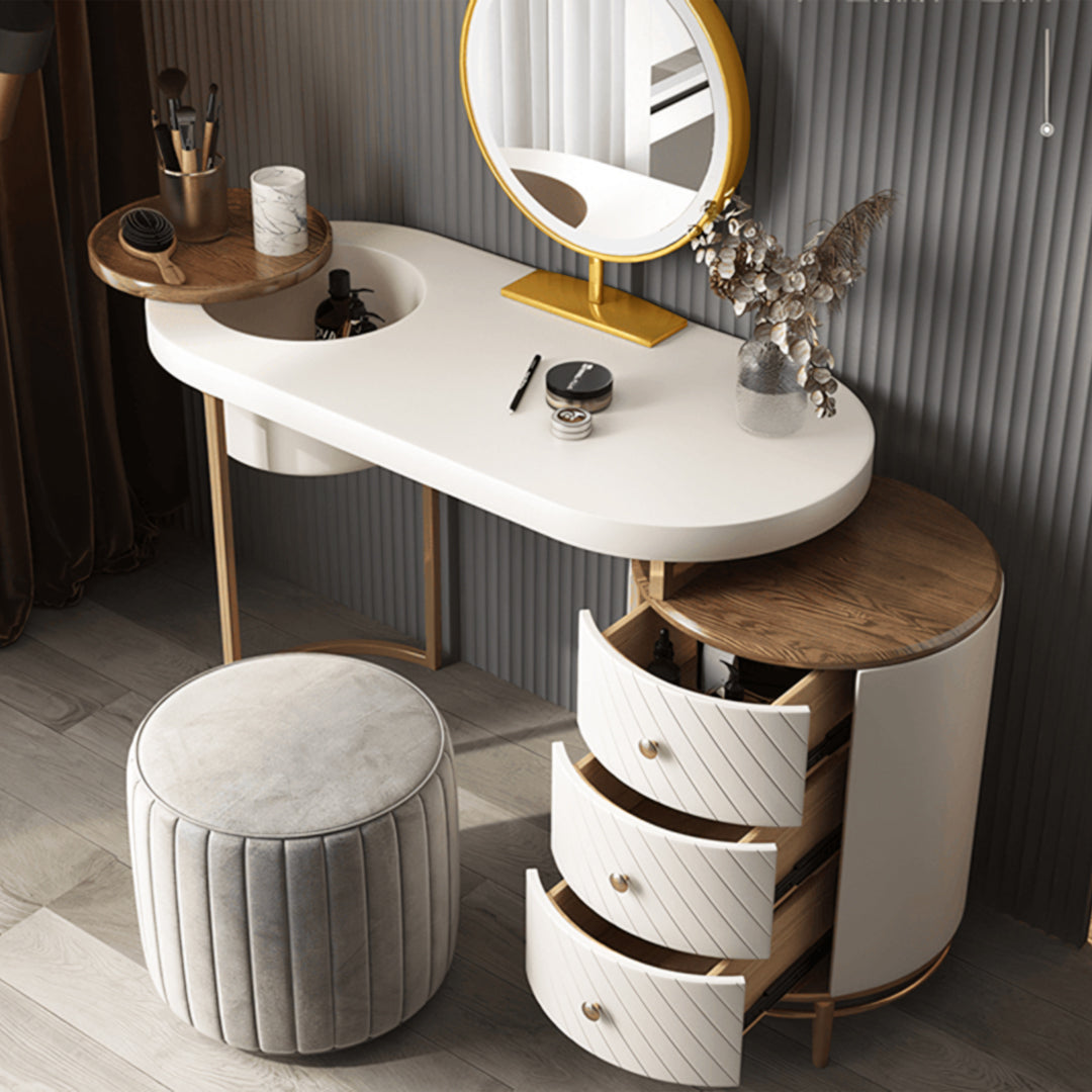 Tandy Dressing Table With LED Mirror, Green & White,  Makeup Vanity