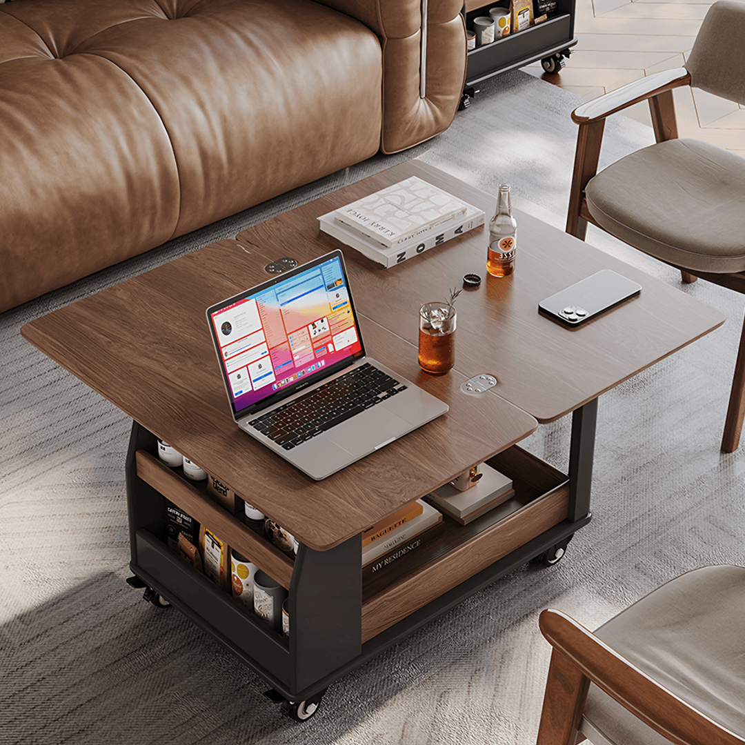 Ariana Lift Up Table, Foldable Coffee Table With Storage & Casters