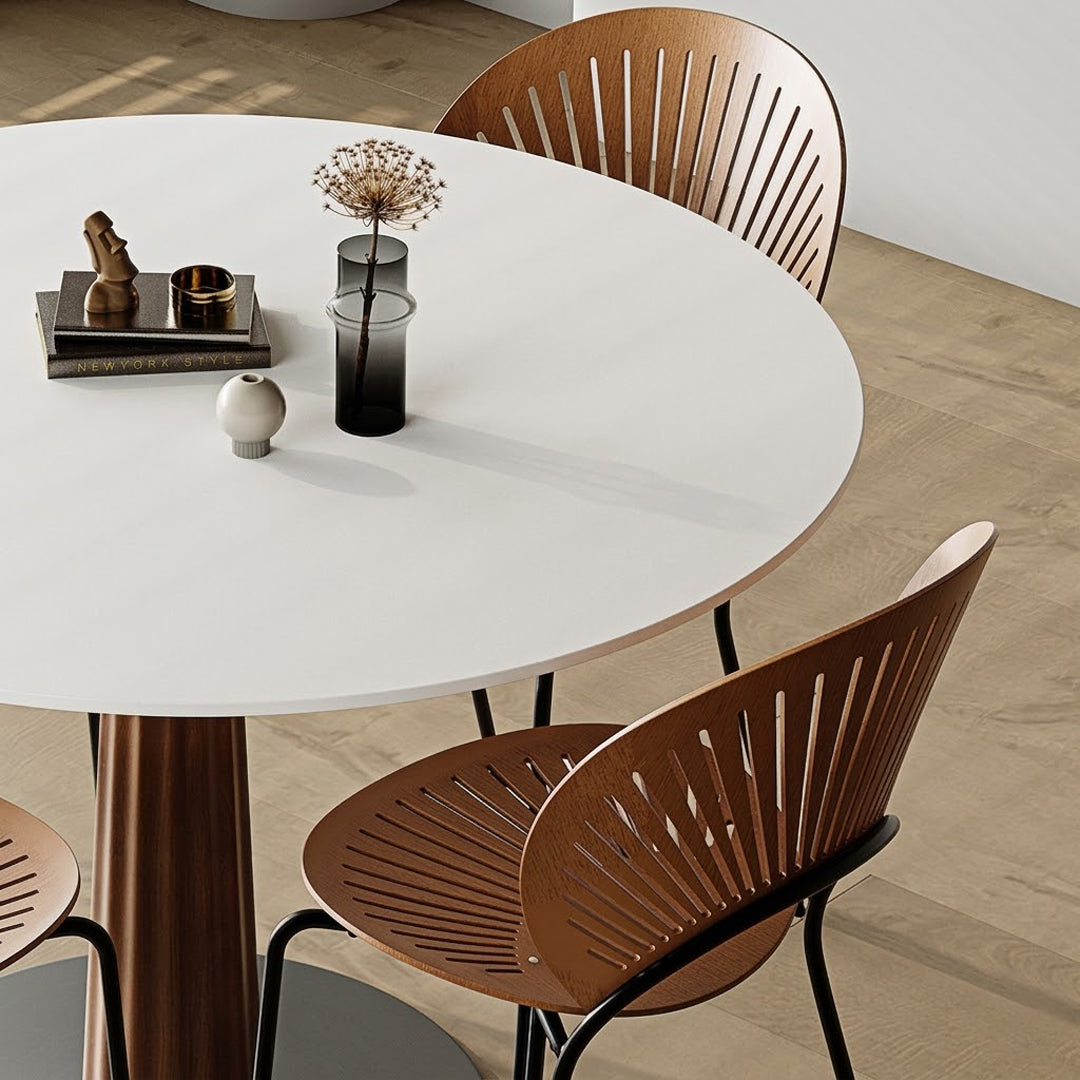 Anderson Small Round Dining Table, Sintered Stone & Solid Wood