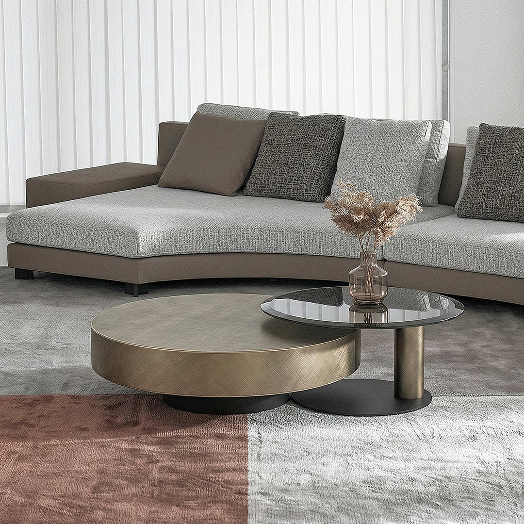 Gold Nesting Coffee Table, With Black Side Table
