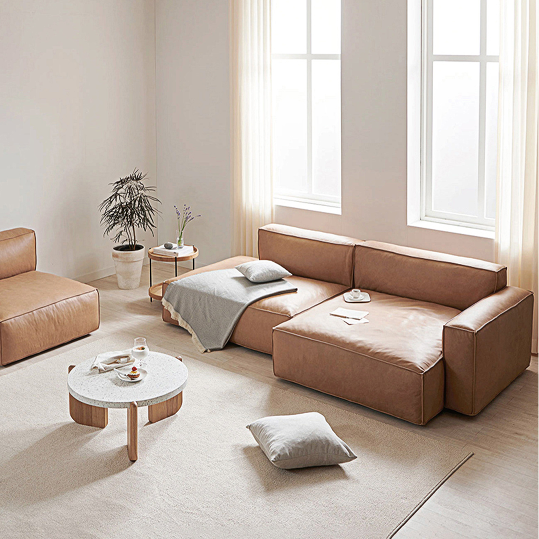 Lucian Four Seater Coner Sofa, Modular Sofa, Real Leather