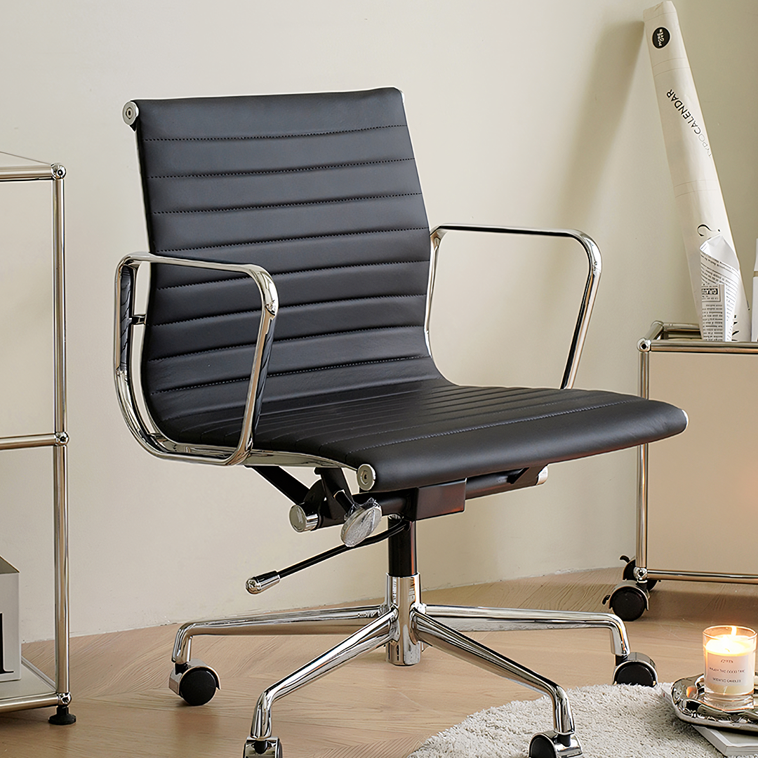 Rangi Leather Office Chair, Hight Back, Black