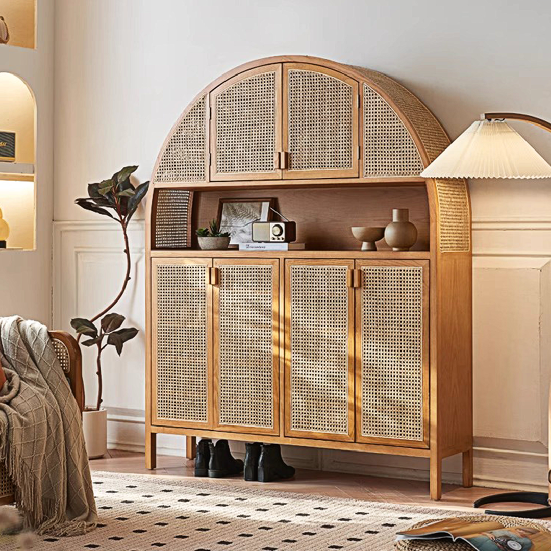 Eisha Rattan Shoe Storage, Cupboard, Solid Wood