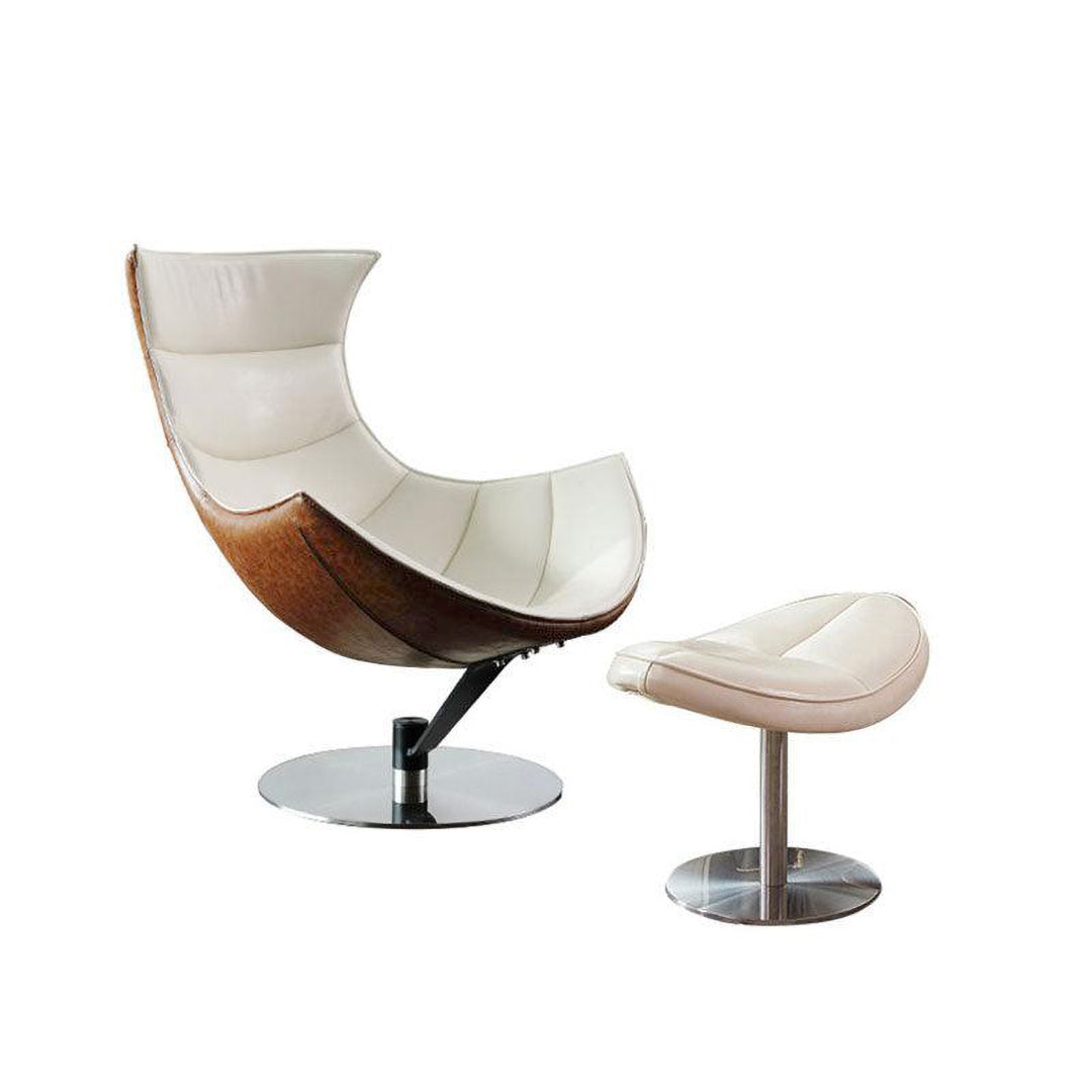 Lobster Swivel Lounge Chair With Ottoman, Walnut Texture