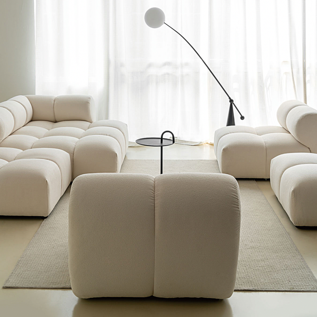 Lysander Velvet Module Three Seater, Four Seater, Five Seater Sofa, Corner Sofa, White