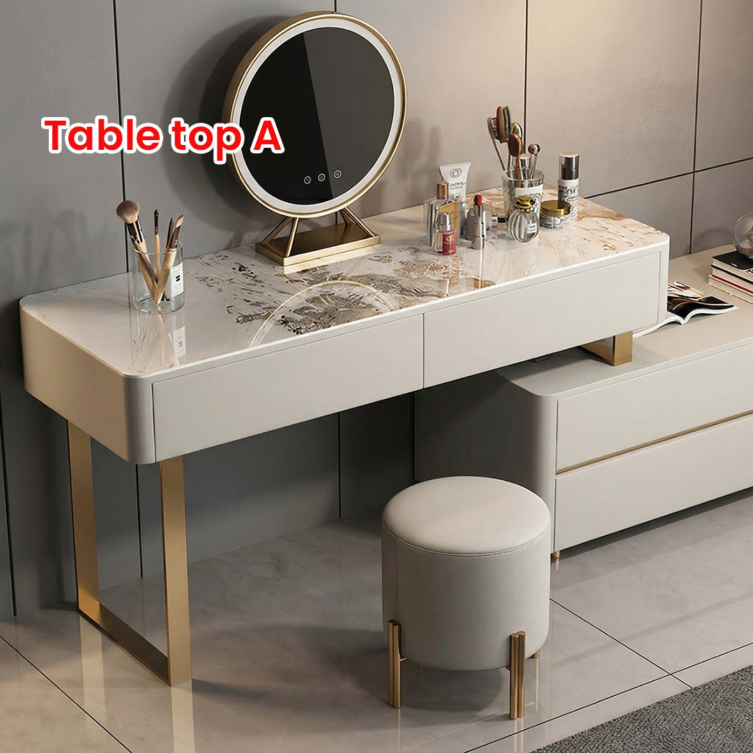 Davidson Dressing Table With LED Mirror, Extendable, Corner Dressing Table