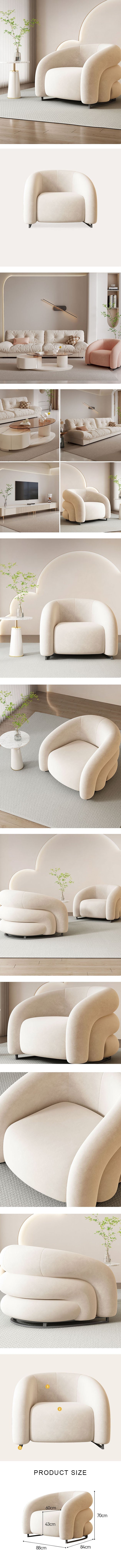 K93 Armchair, White Velvet