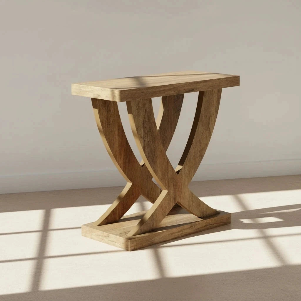 Sculptural Trestle Side Table