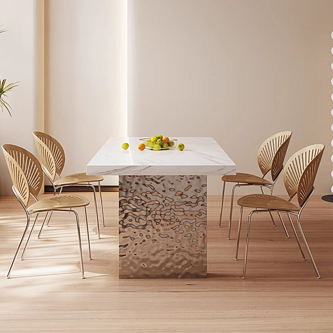 Madison Dining Table, White Sintered Stone & Acrylic