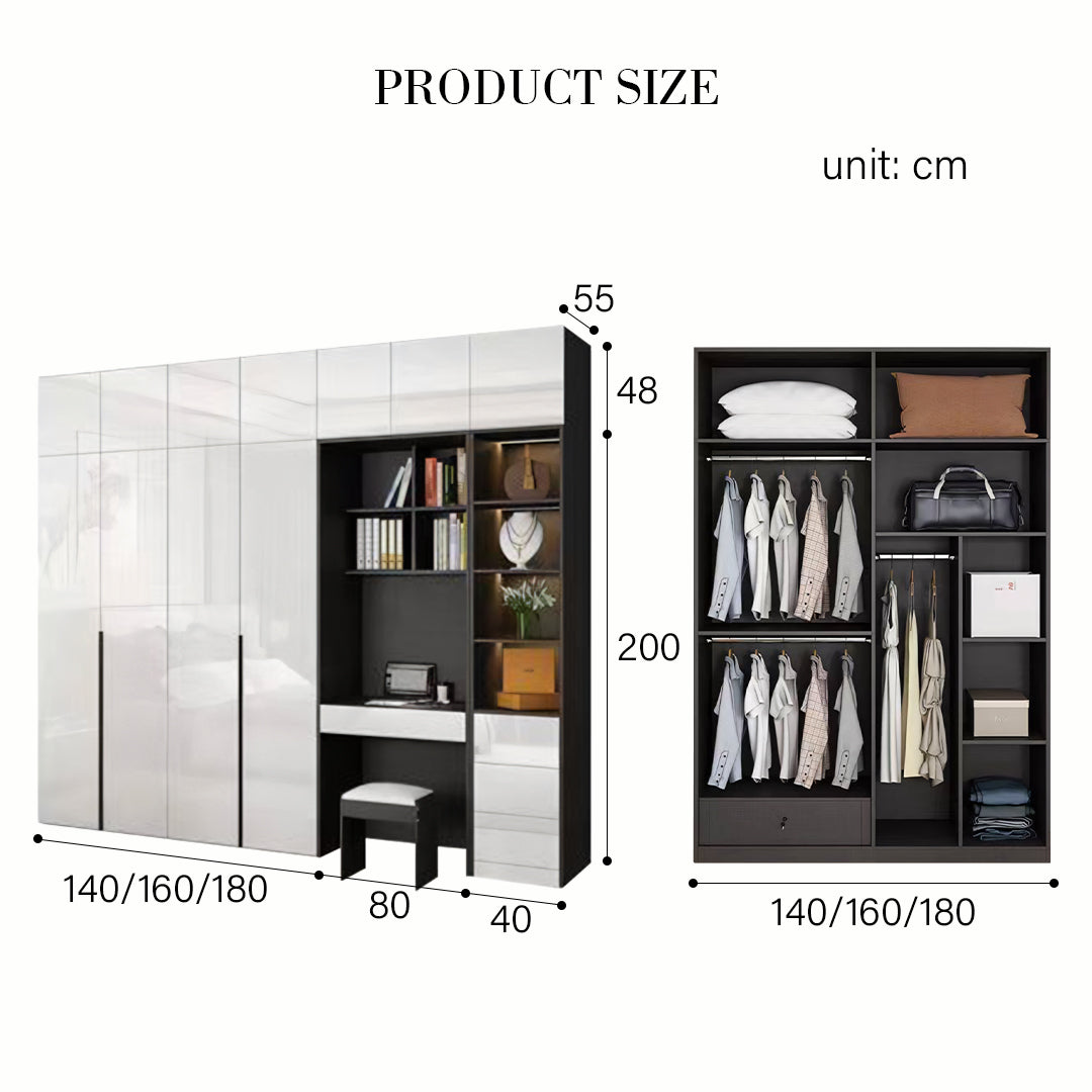 Nascimento Corner Wardrobe, Tall Wardrobe, L Shape Wardrobe With Dressing Table