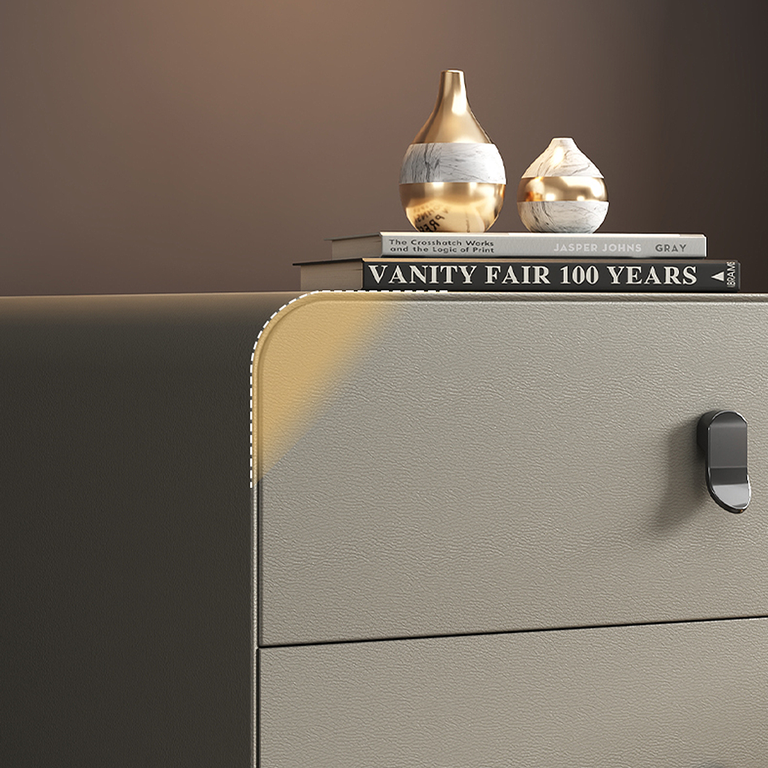 A Set of 2 Valeria Bedside Table In Grey, Wood (Display）