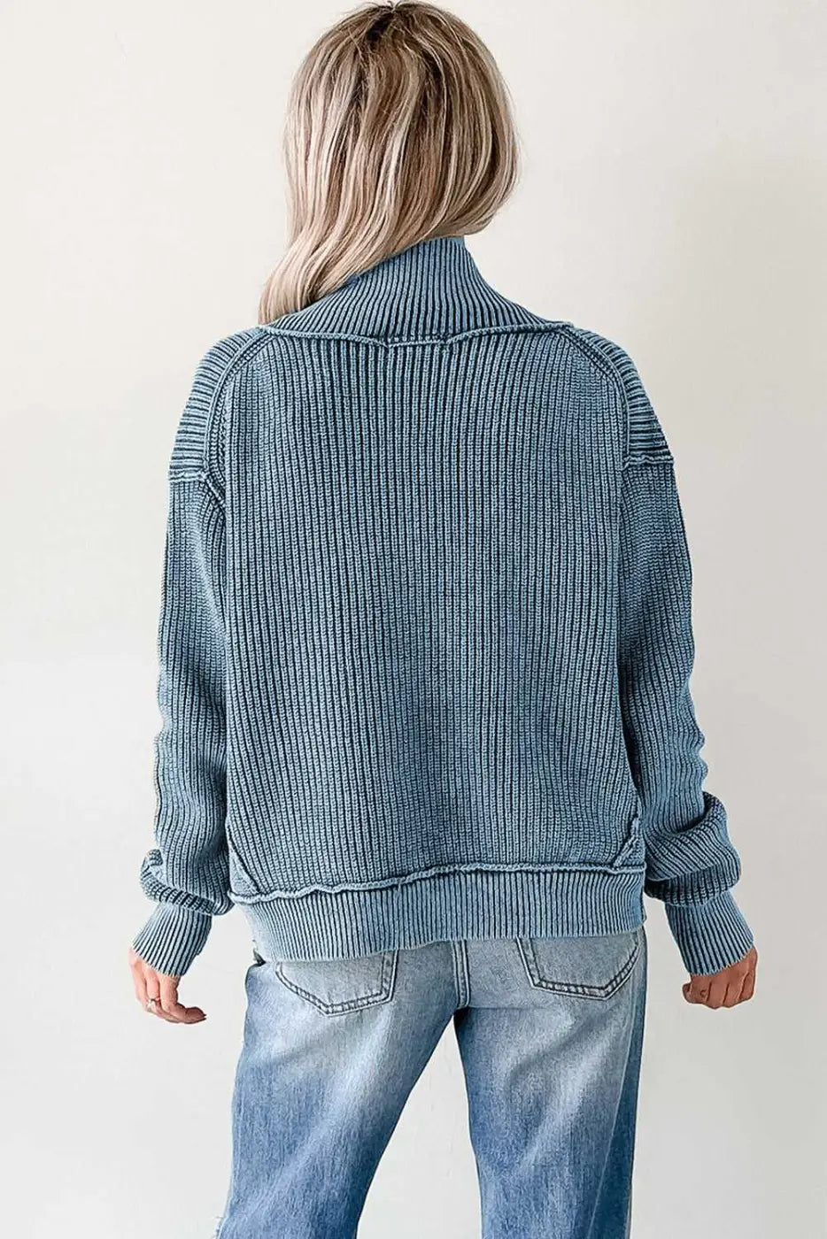Stonewash Patchwork Knit Open Cardigan Women UK