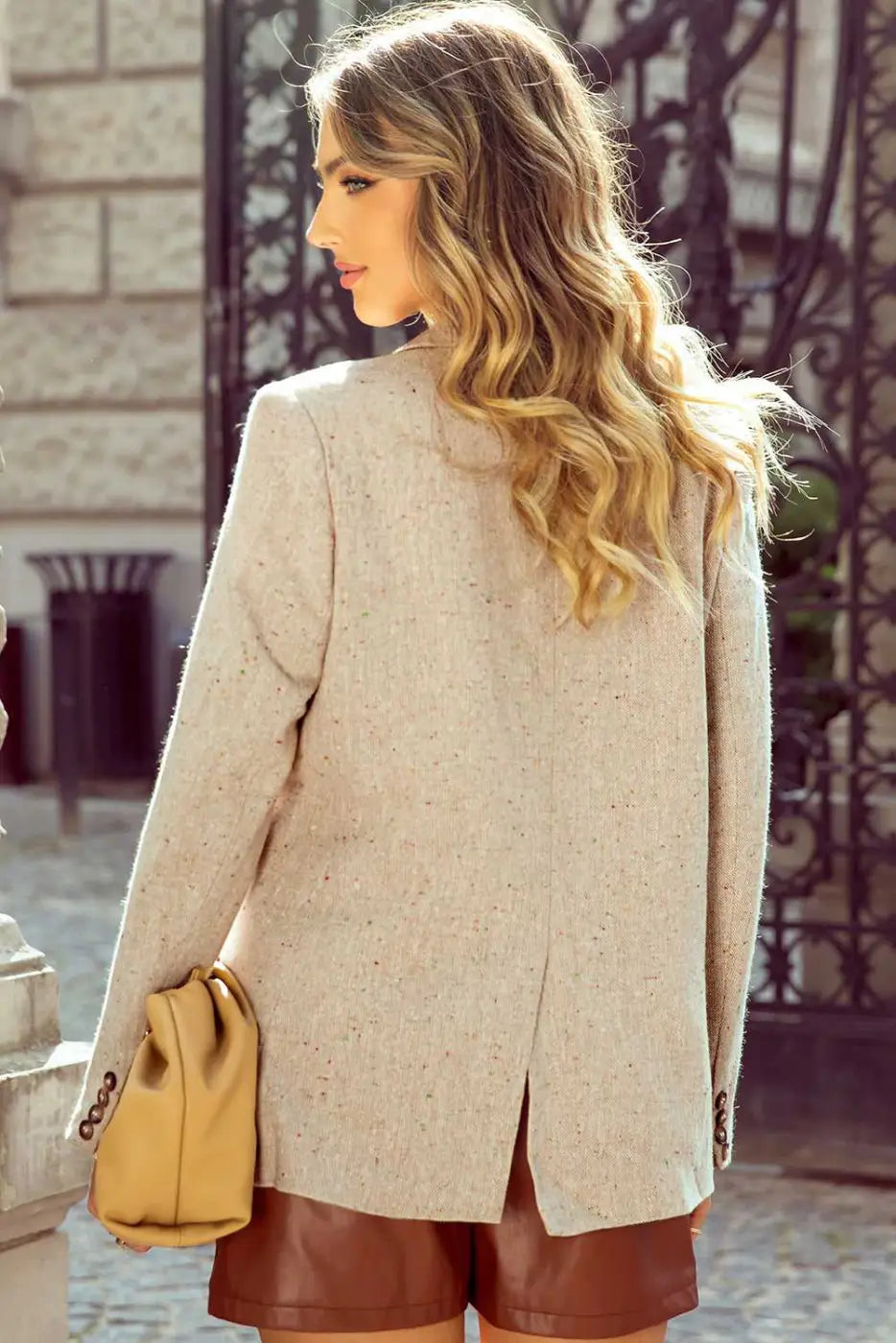 Light Beige Fitted Blazer Women UK