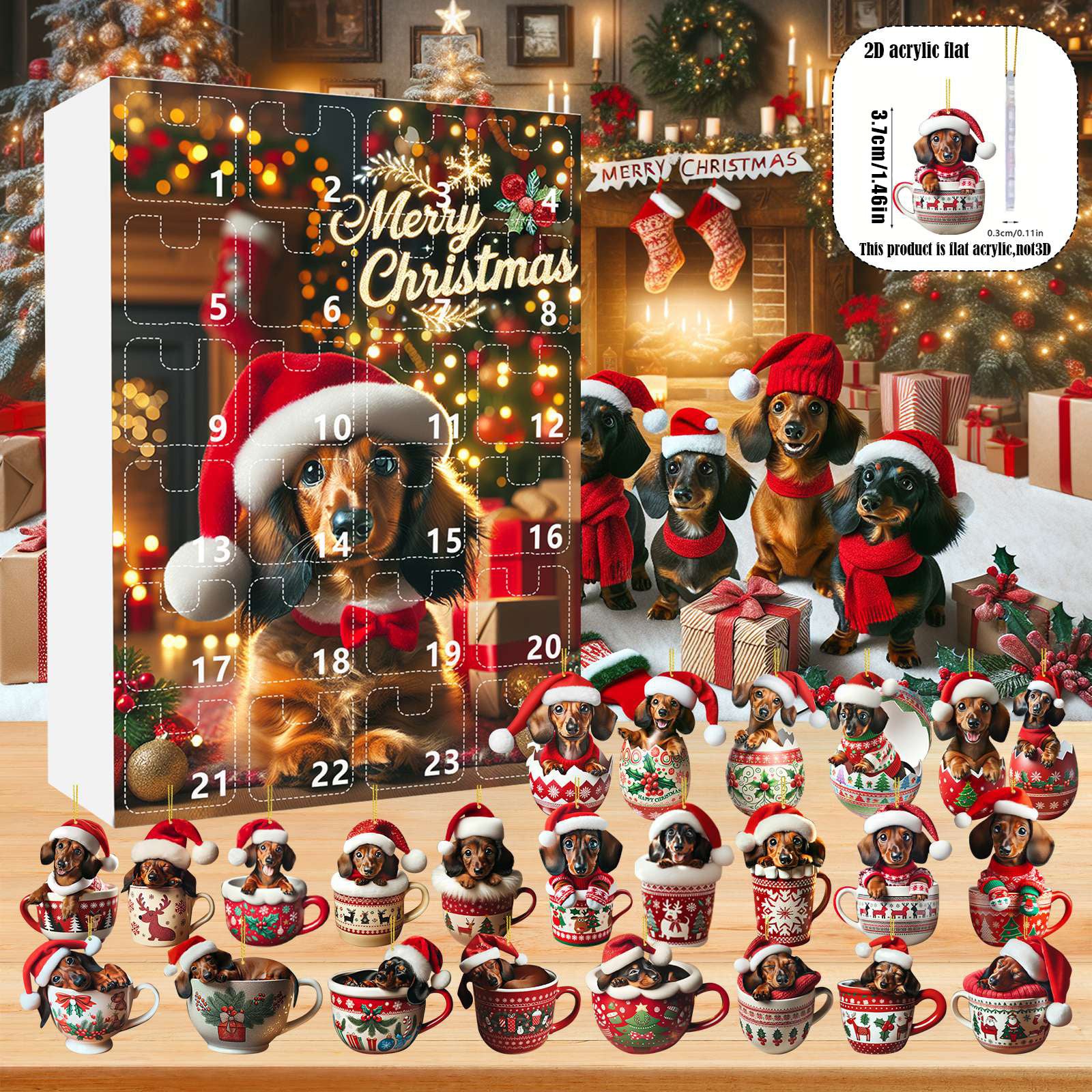 Christmas Coming Blind Box Sausage Dog Cup Pendant