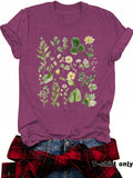 Fashionable Loose-fitting Casual Short-sleeve Top With Floral Print