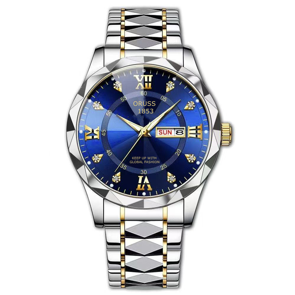 Dual-calendar Mens Quartz Casual Watch