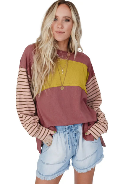 Color Block Bishop Sleeve Top Women UK