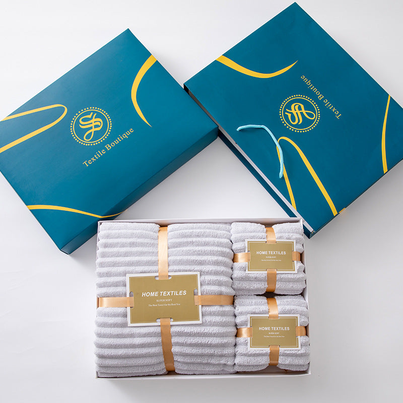 Coral Fleece Bath Towel Three-piece Gift Box Set