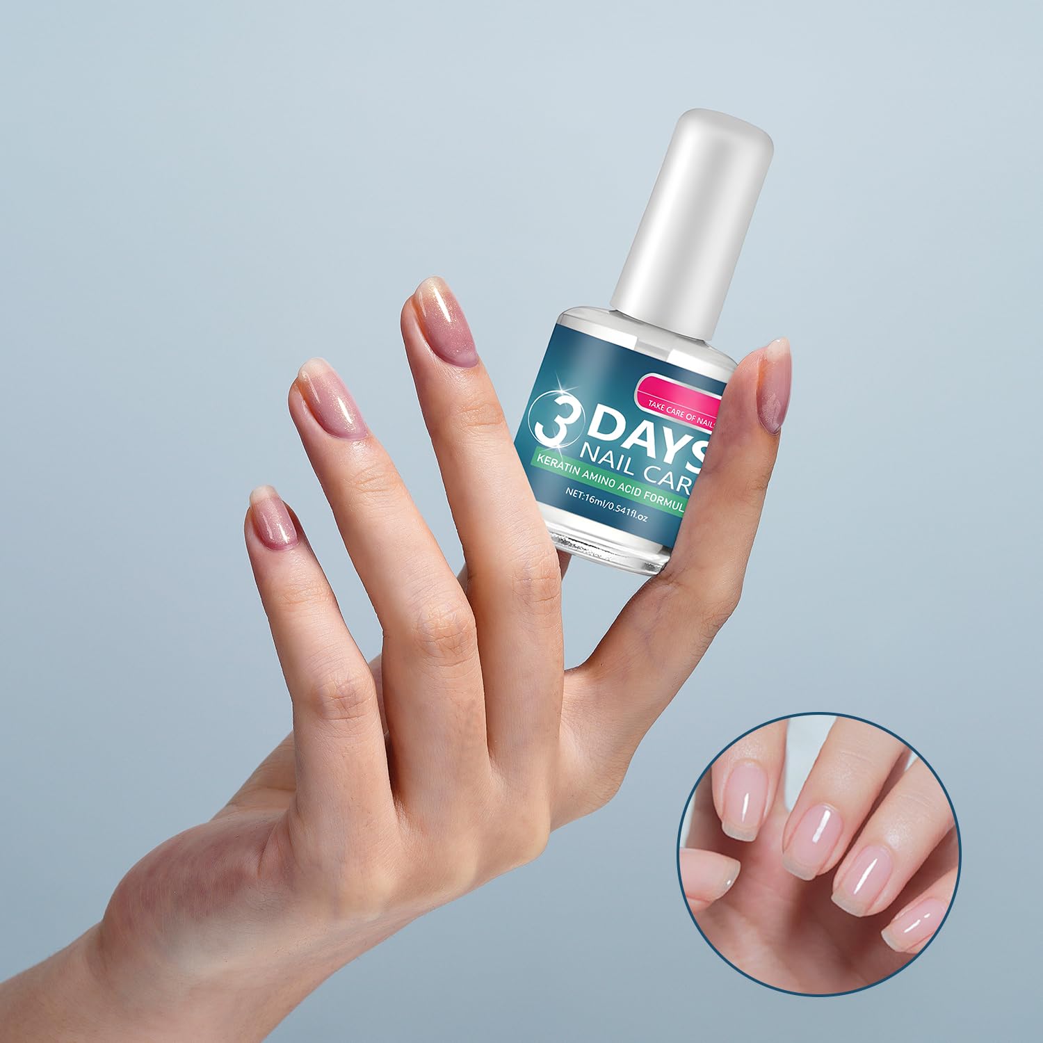 3 Days Nail Care: Keratin Amino Acid Nail Treatment for Dry, Weak Nails – Strengthening & Hydration (2x16ml)