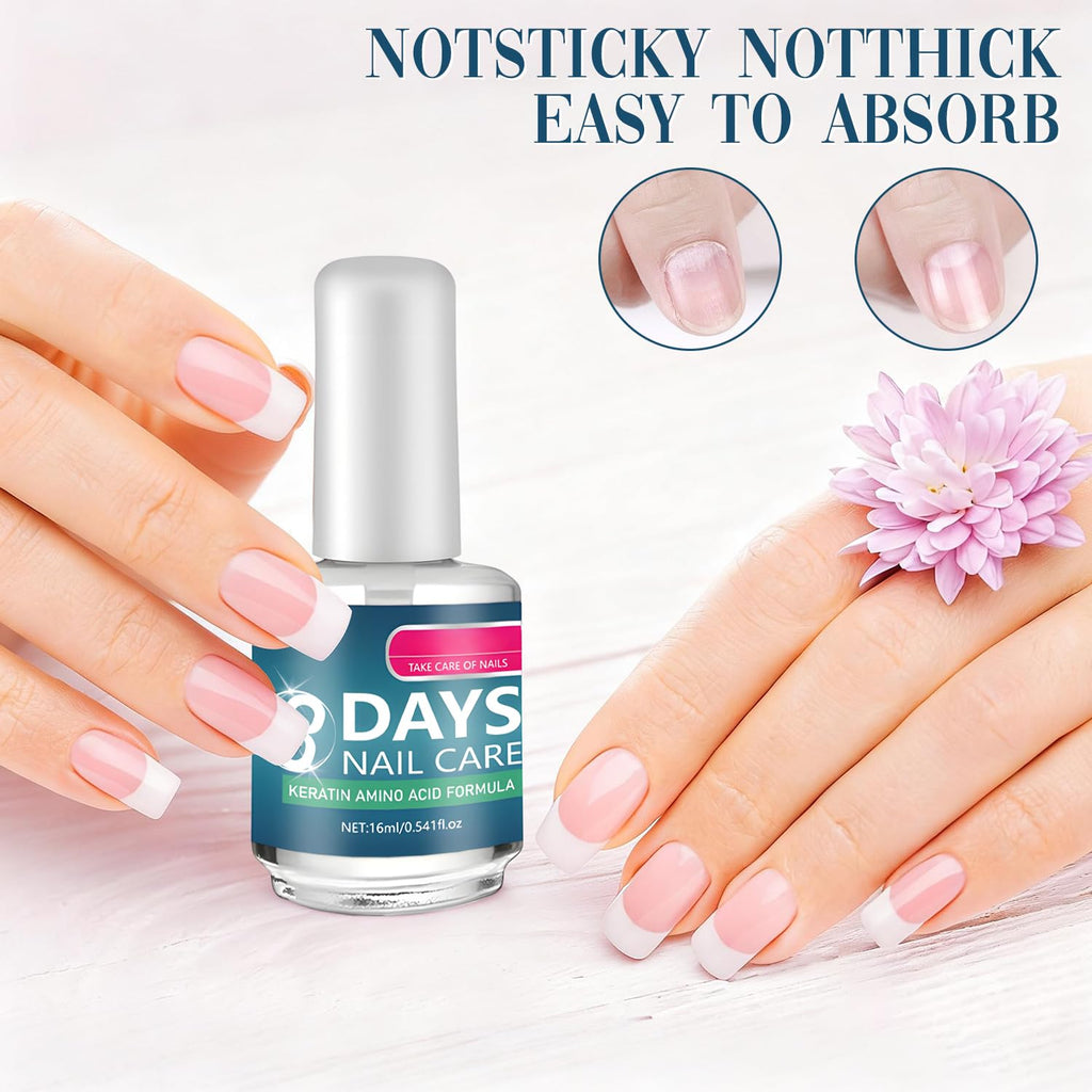 3 Days Nail Care: Keratin Amino Acid Nail Treatment for Dry, Weak Nails – Strengthening & Hydration (2x16ml)