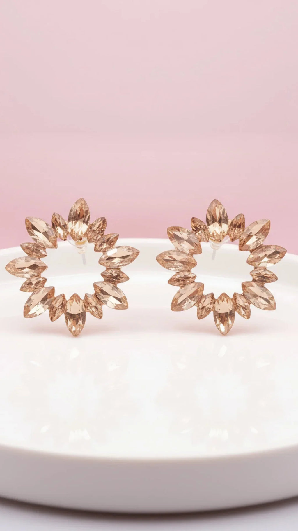 Statement Sun Burst Crystal Stud Earrings