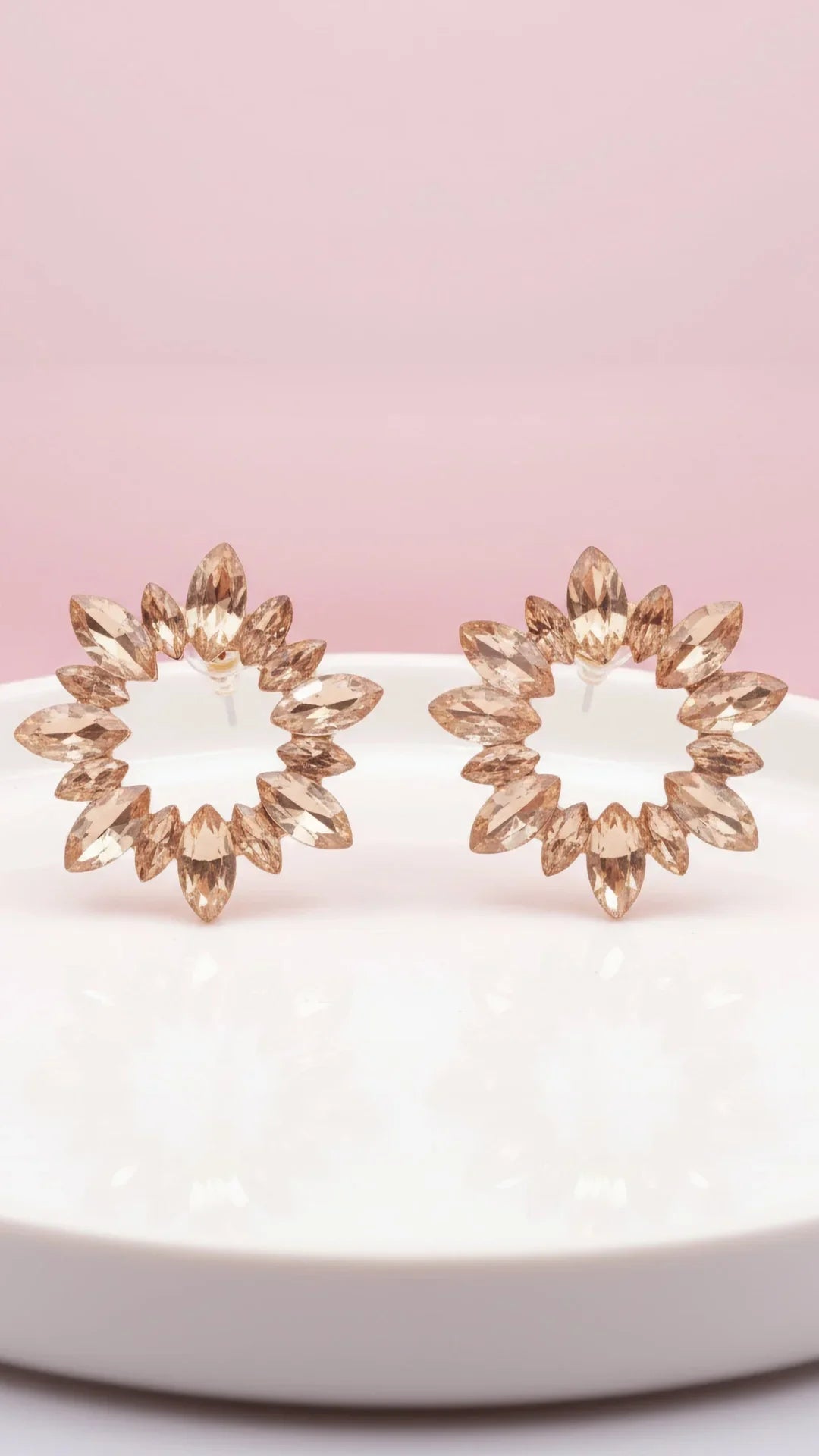 Statement Sun Burst Crystal Stud Earrings