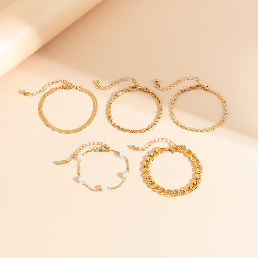 Retro Pearl Chain Beaded Bracelet