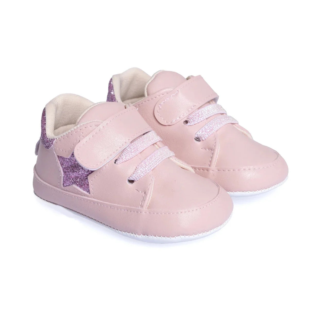Papulin Star Print Faux Leather First Walker Baby Shoes