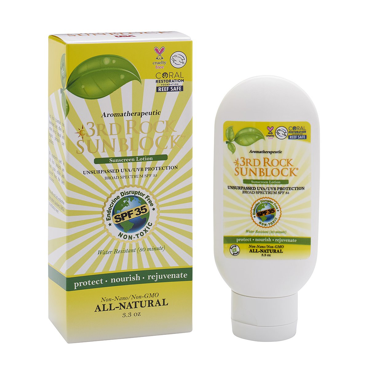 3rd Rock Essentials Sunblock SPF 35 | All Natural Organic Zinc Sunscreen (3.3 oz) – 3 Pack