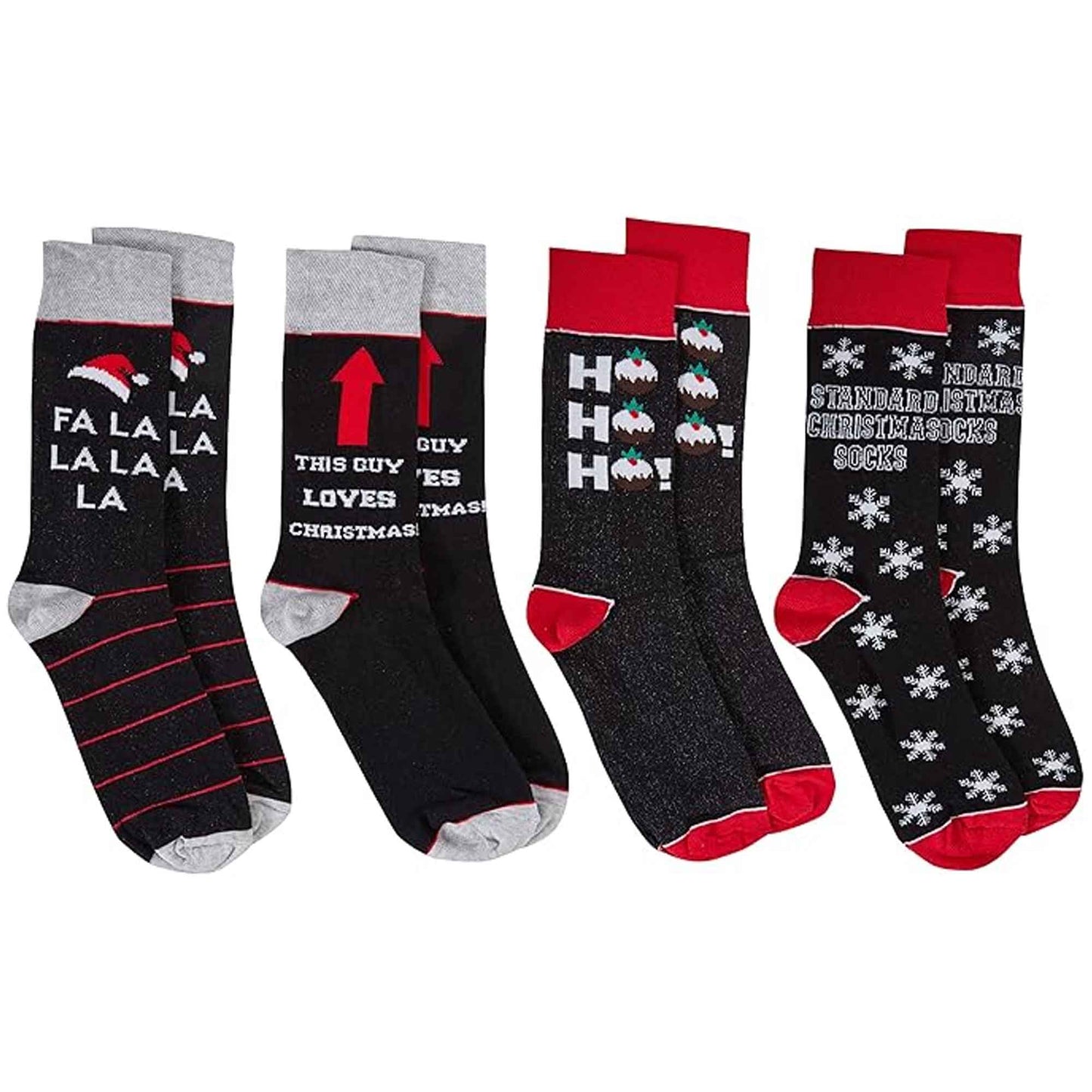 4 Pack Men's Christmas Socks Cotton Rich Festive Designs Cozy Winter Novelty Gifts UK 6-11 by Sock Stack