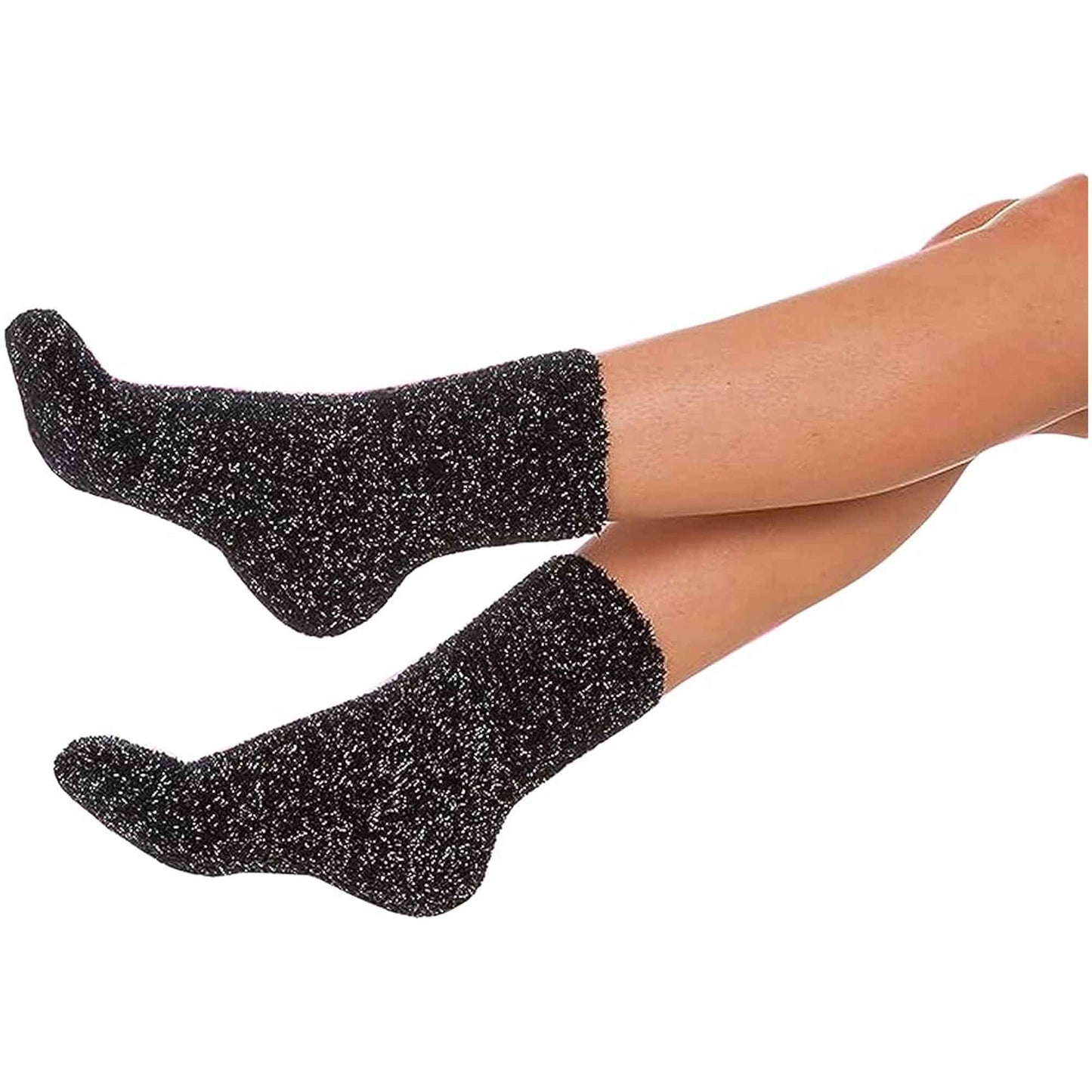 4 Pack Womens Fluffy Cozy Warm Slipper Socks Fuzzy Soft Comfortable Purple Black UK Sizes 4-8 Perfect Winter Gift by Sock Stack