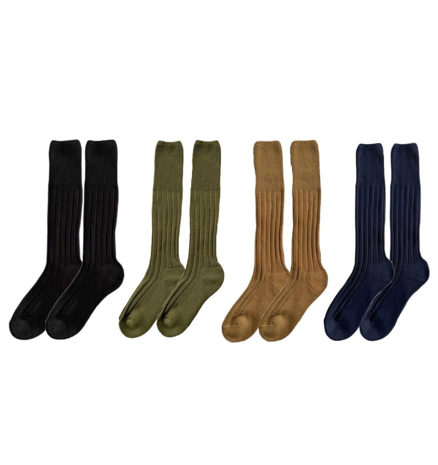 4 Pairs Mens Knee High Army Socks Terry Cushioned Military Commando Reinforced Toe Arch Support for Boots Hiking Outdoor Sports by Sock Stack