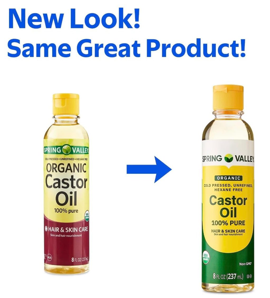 4 TOP CARE Cold-Pressed Castor Oil – Organic, Hexane-Free, 8 oz for Hair & Skin