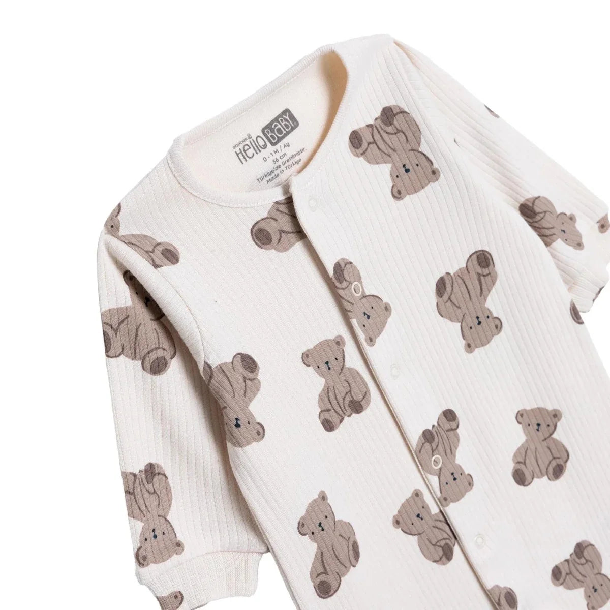 HelloBaby Bear Print Long Sleeve Footed Baby Sleepsuit (Newborn to 6-9 Months)