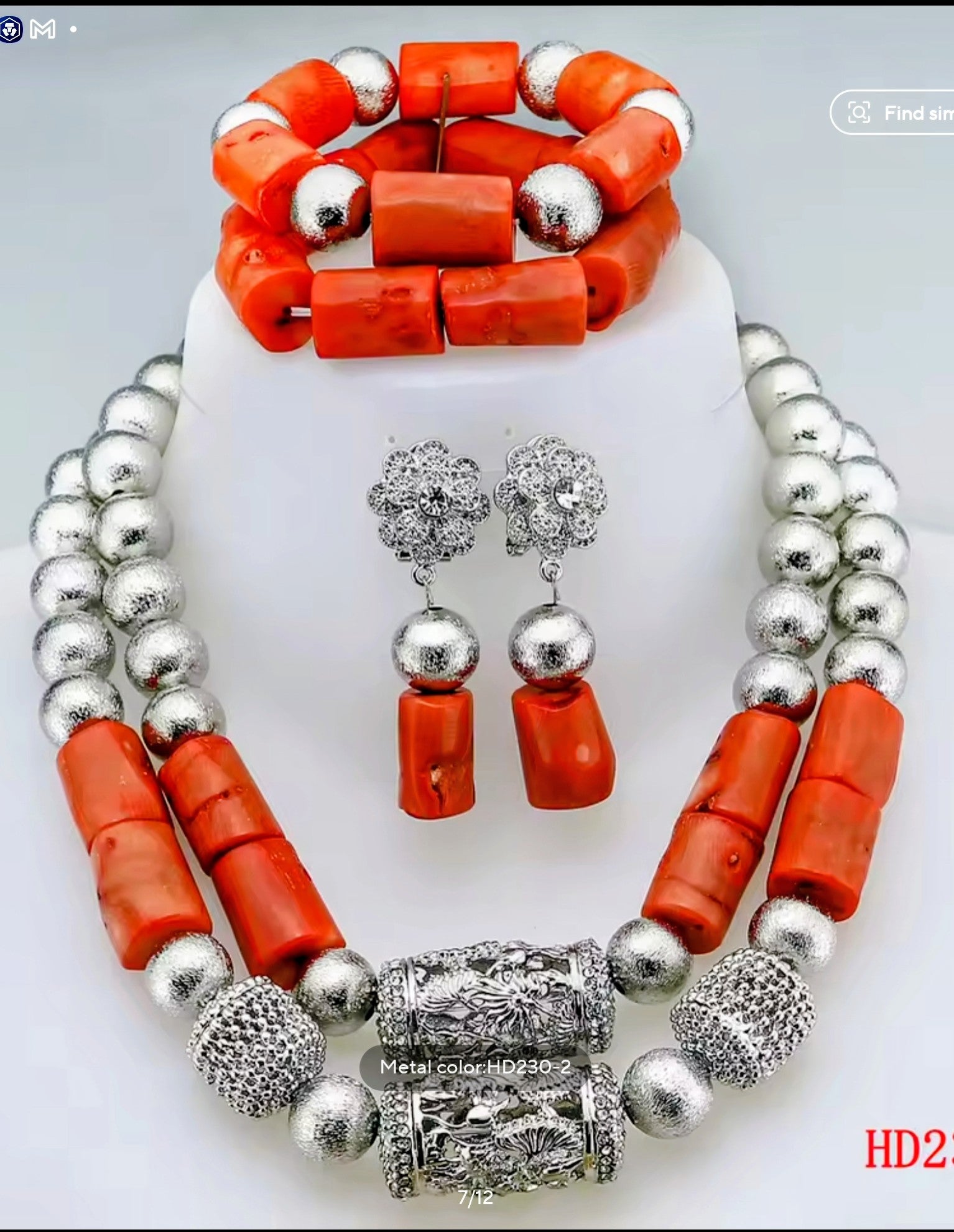 Double Layers Original Coral Nigerian Wedding Beads Jewelry Set Women Coral