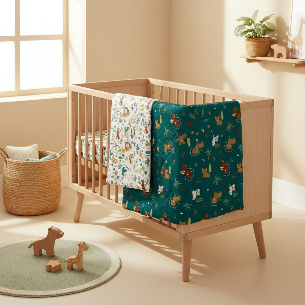 Jungle Organic Cotton Toddler 3 Piece All-in-One 4.0 Tog Quilt Bedding Set with Bumper