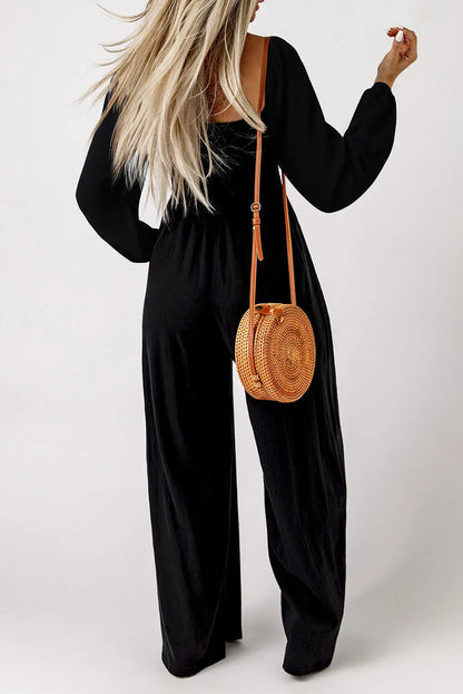 Smocked Square Neck Wide Leg Jumpsuit Women UK