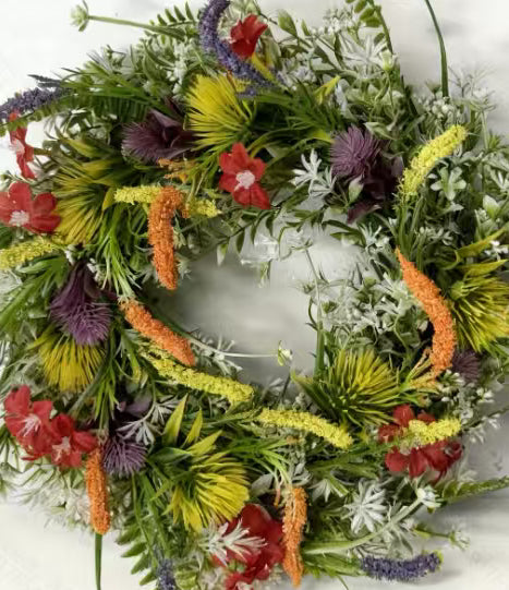 Simulated Plant Wildflower Wreath Ornament