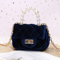 Gold Velvet Mini Pearl Tote