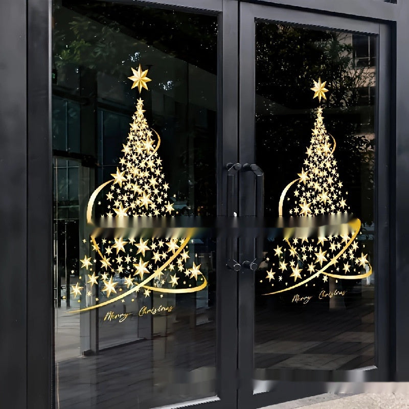 Golden Snowflake Christmas Tree Stickers