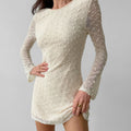 Lace-up Round-neck Long-sleeve Skirt For Women