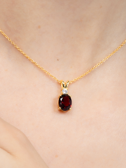 Garnet Pendant Necklace in 18k Gold Vermeil